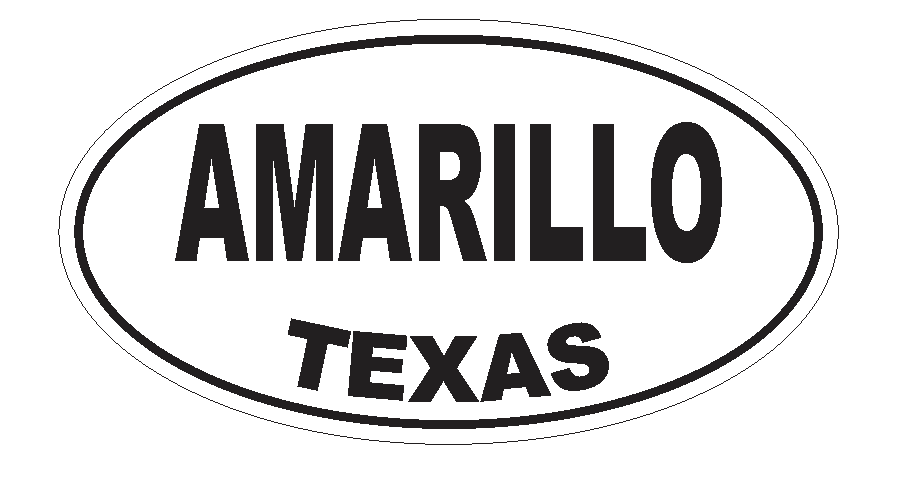 Amarillo Texas Oval Bumper Sticker or Helmet Sticker D3131 Euro Oval - Winter Park Products