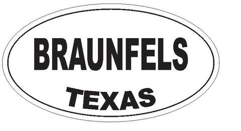 Braunfels Texas Oval Bumper Sticker or Helmet Sticker D3717 Euro Oval