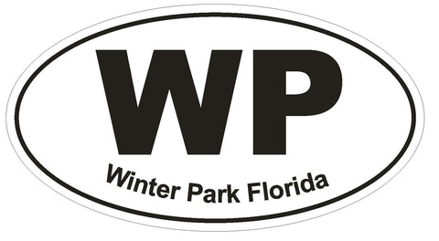 WP Winter Park Florida Oval Bumper Sticker or Helmet Sticker D497 Euro Oval - Winter Park Products