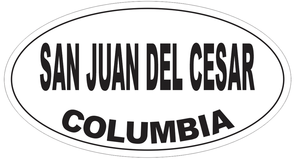 San Juan del Cesar Columbia Oval Bumper Sticker or Helmet Sticker D5586