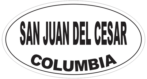 San Juan del Cesar Columbia Oval Bumper Sticker or Helmet Sticker D5586