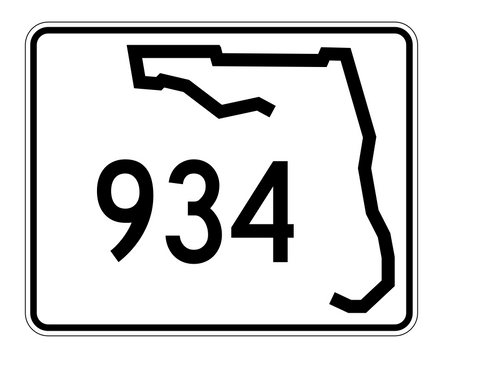 Florida State Road 934 Sticker Decal R1753 Highway Sign - Winter Park Products