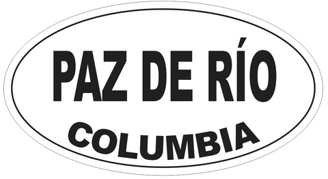 Paz de Rio Columbia Oval Bumper Sticker or Helmet Sticker D5553