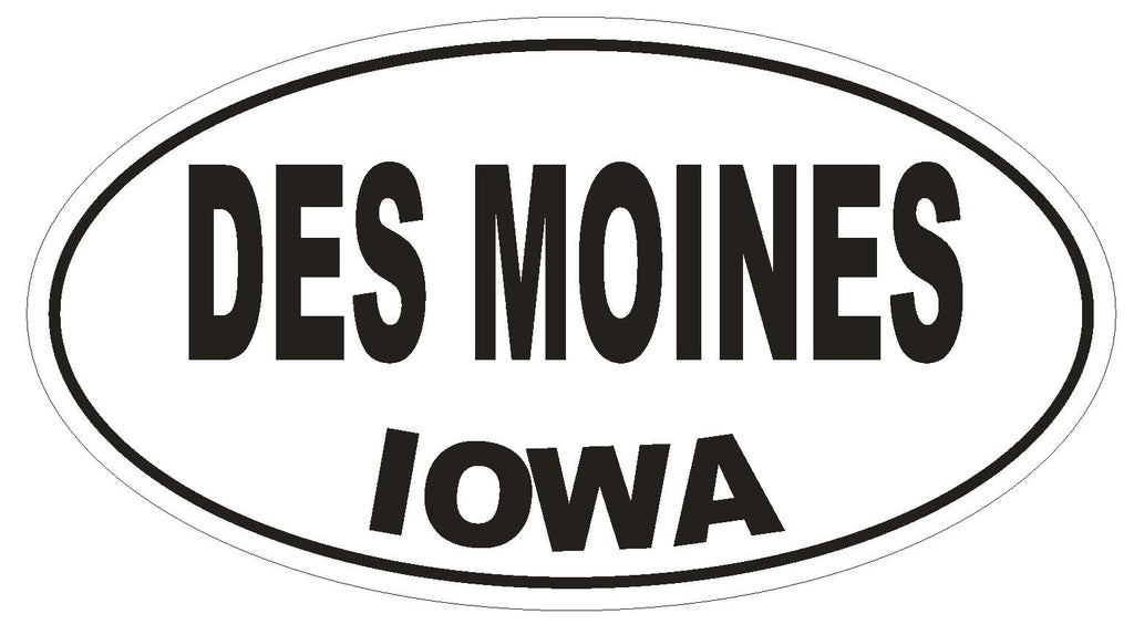 Des Moines Oval Bumper Sticker or Helmet Sticker D1665 Euro Oval - Winter Park Products