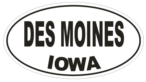 Des Moines Oval Bumper Sticker or Helmet Sticker D1665 Euro Oval - Winter Park Products
