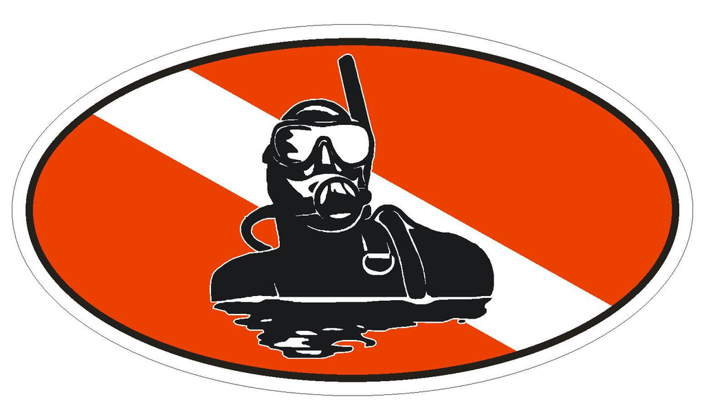 SCUBA DIVER Oval Bumper Sticker or Helmet Sticker D1837 Euro Oval - Winter Park Products