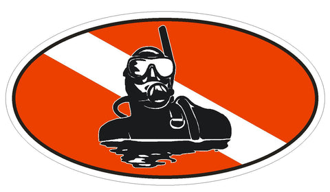 SCUBA DIVER Oval Bumper Sticker or Helmet Sticker D1837 Euro Oval - Winter Park Products