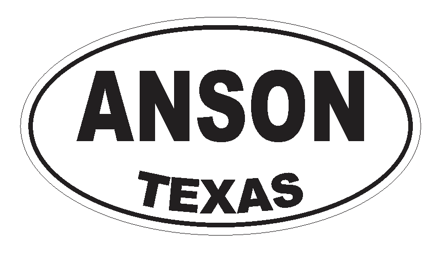 Anson Texas Oval Bumper Sticker or Helmet Sticker D3117 Euro Oval - Winter Park Products