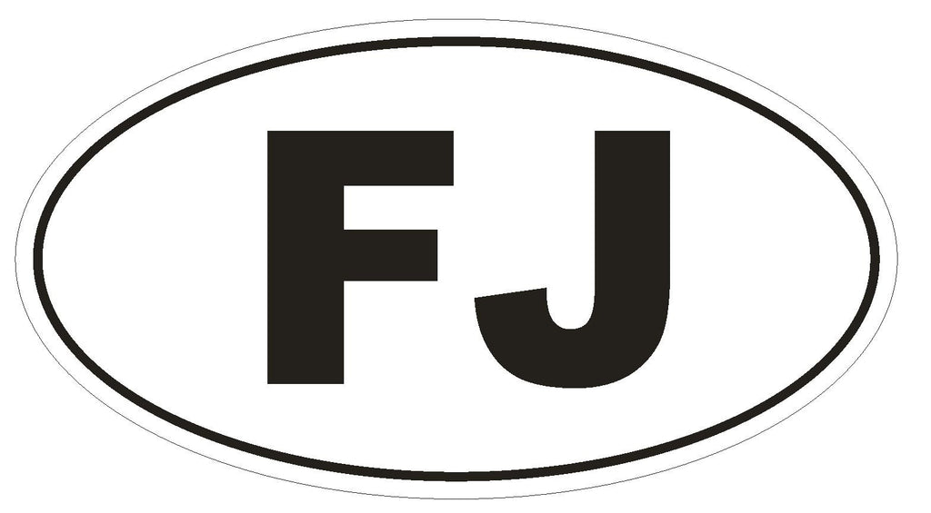 FJ Fiji Oval Bumper Sticker or Helmet Sticker D2056 Country Code - Winter Park Products