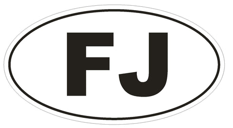 FJ Fiji Oval Bumper Sticker or Helmet Sticker D2056 Country Code - Winter Park Products