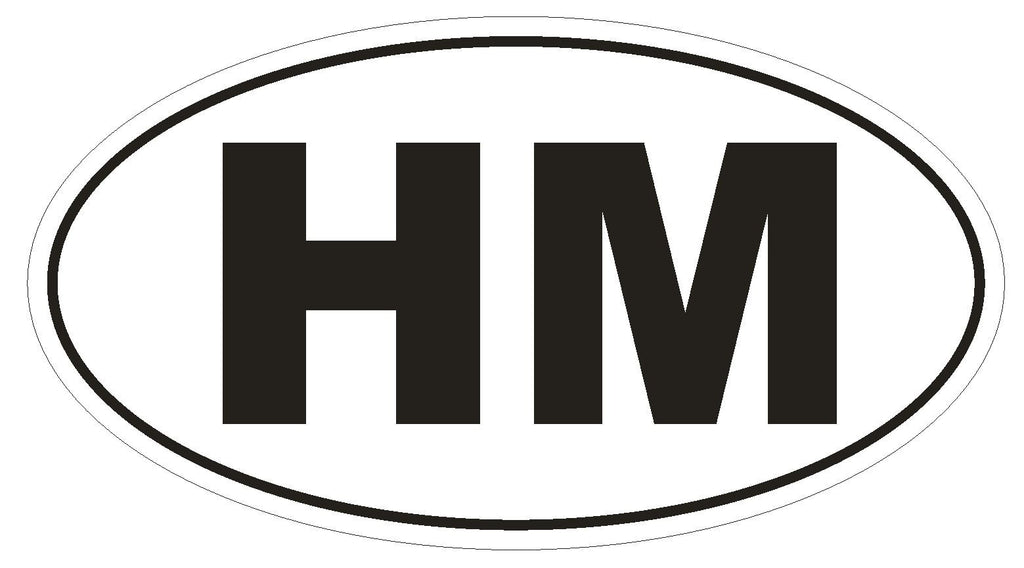 HM Heard & McDonald Oval Bumper Sticker or Helmet Sticker D2069 Country Code - Winter Park Products