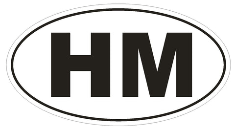 HM Heard & McDonald Oval Bumper Sticker or Helmet Sticker D2069 Country Code - Winter Park Products