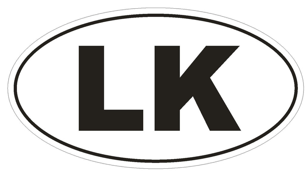 LK Sri Lanka Oval Bumper Sticker or Helmet Sticker D2027 Country Code - Winter Park Products