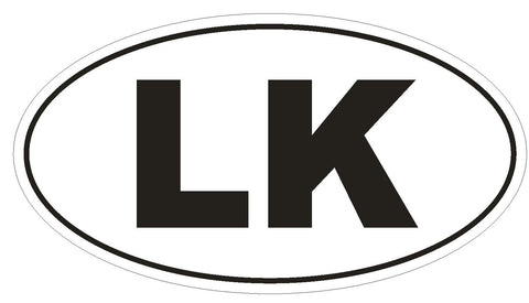 LK Sri Lanka Oval Bumper Sticker or Helmet Sticker D2027 Country Code - Winter Park Products