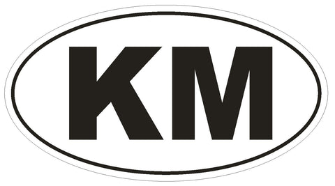 KM Comoros Oval Bumper Sticker or Helmet Sticker D2113 Euro Oval Country Code - Winter Park Products
