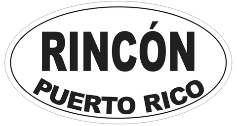 Rincon Puerto Rico Oval Bumper Sticker or Helmet Sticker D4137