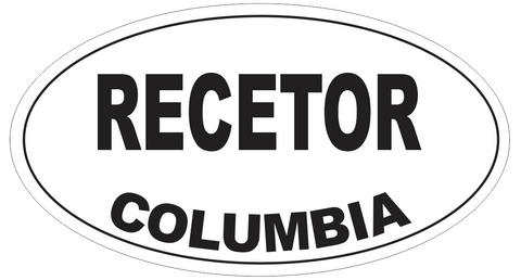 Recetor Columbia Oval Bumper Sticker or Helmet Sticker D4394