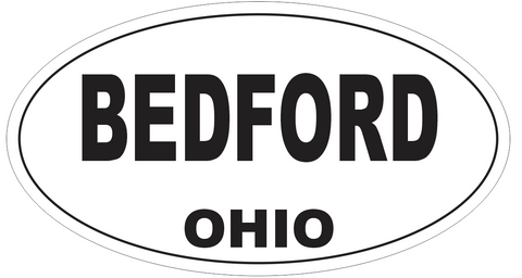 Bedford Ohio Oval Bumper Sticker or Helmet Sticker D6032