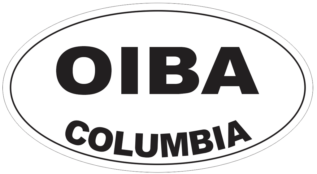 Oiba Columbia Oval Bumper Sticker or Helmet Sticker D4681