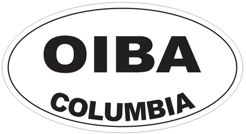 Oiba Columbia Oval Bumper Sticker or Helmet Sticker D4681