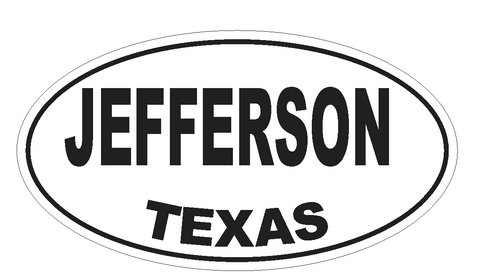 Jefferson Texas Oval Bumper Sticker or Helmet Sticker D3530 Euro Oval - Winter Park Products