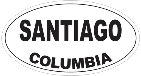Santiago Columbia Oval Bumper Sticker or Helmet Sticker D4627