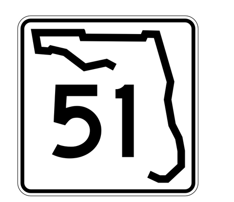 Florida State Road 51 Sticker Decal R1386 Highway Sign - Winter Park Products