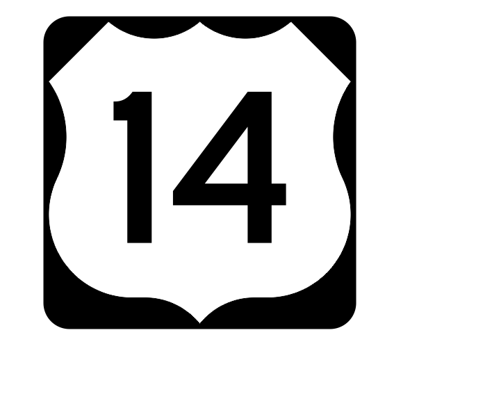 US Route 14 Sticker R1882 Highway Sign Road Sign - Winter Park Products