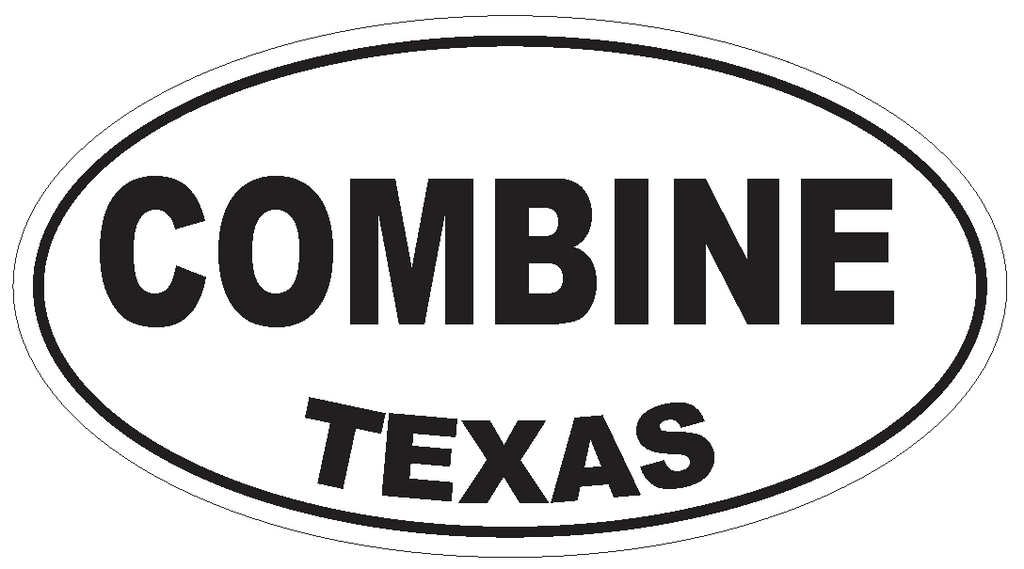 Combine Texas Oval Bumper Sticker or Helmet Sticker D3285 Euro Oval - Winter Park Products