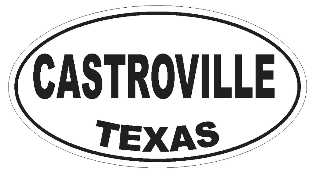 Castroville Texas Oval Bumper Sticker or Helmet Sticker D3254 Euro Oval - Winter Park Products