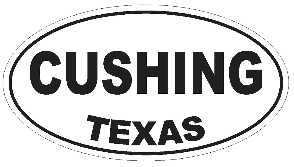 Cushing Texas Oval Bumper Sticker or Helmet Sticker D3310 Euro Oval - Winter Park Products