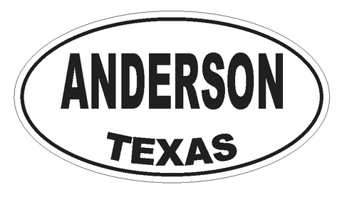 Anderson Texas Oval Bumper Sticker or Helmet Sticker D3134 Euro Oval - Winter Park Products