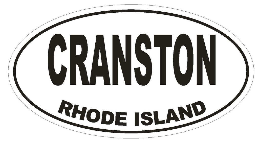 Cranston Rhode Island Oval Bumper Sticker or Helmet Sticker D1492 Euro Oval - Winter Park Products