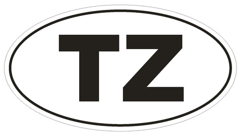 TZ Tanzania Oval Bumper Sticker or Helmet Sticker D2035 Country Code - Winter Park Products