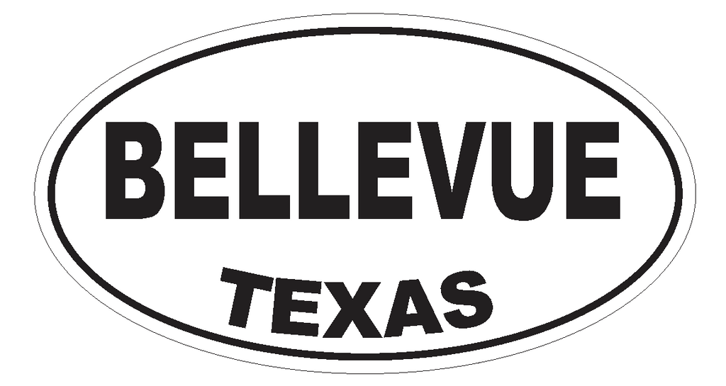Bellevue Texas Oval Bumper Sticker or Helmet Sticker D3193 Euro Oval - Winter Park Products