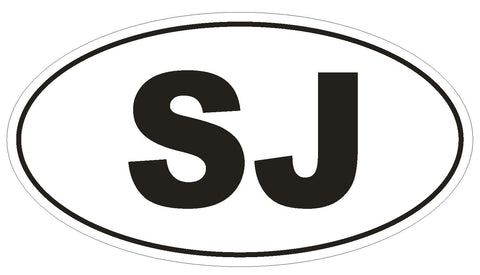 SJ Svalbard & Jan Mayen Oval Bumper Sticker or Helmet Sticker D2031 Country Code - Winter Park Products