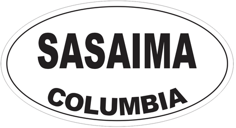 Sasaima Columbia Oval Bumper Sticker or Helmet Sticker D4487