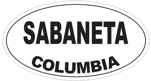 Sabaneta Columbia Oval Bumper Sticker or Helmet Sticker D4235