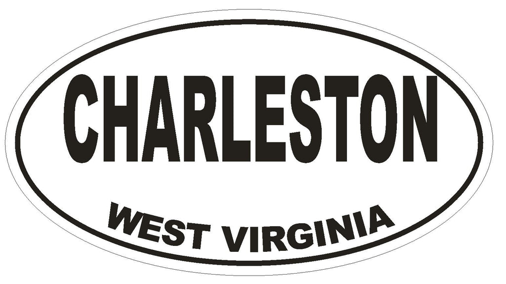 Charleston West Virginia Oval Bumper Sticker or Helmet Sticker D1693 Euro Oval - Winter Park Products