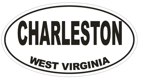 Charleston West Virginia Oval Bumper Sticker or Helmet Sticker D1693 Euro Oval - Winter Park Products