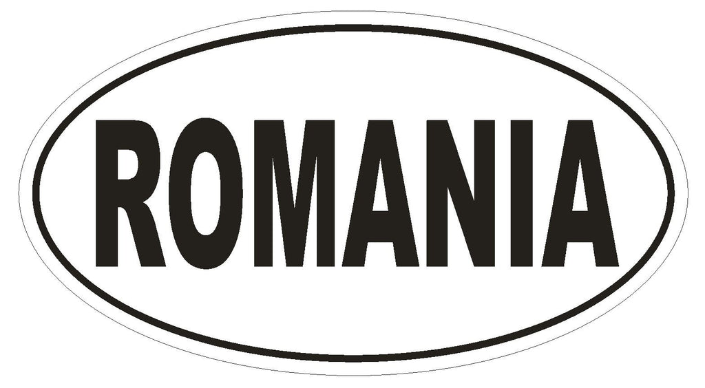 ROMANIA Oval Bumper Sticker or Helmet Sticker D2168 Euro Oval Country Code - Winter Park Products