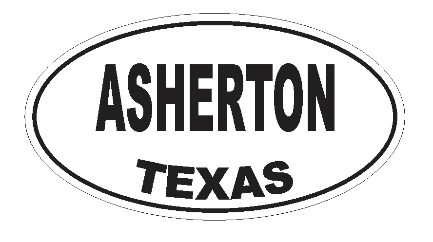 Asherton Texas Oval Bumper Sticker or Helmet Sticker D3140 Euro Oval - Winter Park Products