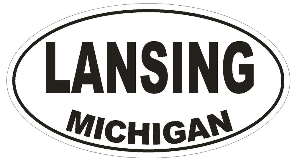 Lansing Michigan Oval Bumper Sticker or Helmet Sticker D1671 Euro Oval - Winter Park Products