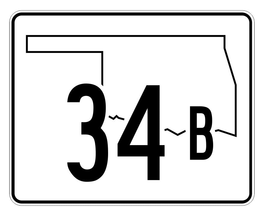 Oklahoma State Highway 34B Sticker Decal R5593 Highway Route Sign