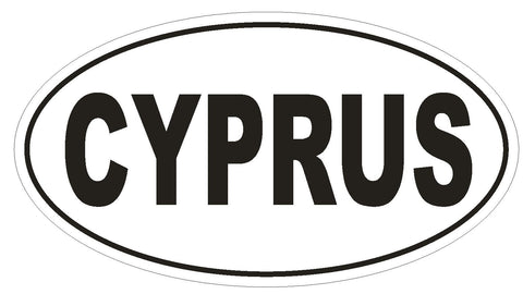 CYPRUS Oval Bumper Sticker or Helmet Sticker D2138 Country Euro oval - Winter Park Products