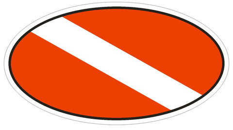 SCUBA FLAG Oval Bumper Sticker or Helmet Sticker D1838 Euro Oval - Winter Park Products