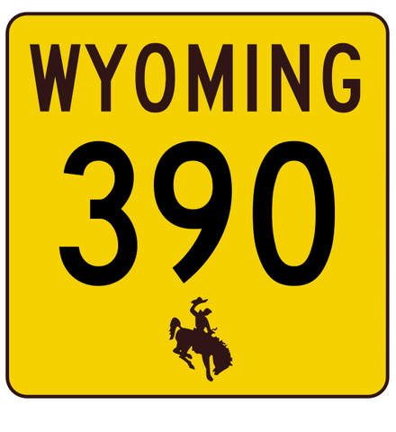 Wyoming Highway 390 Sticker R3533 Highway Sign
