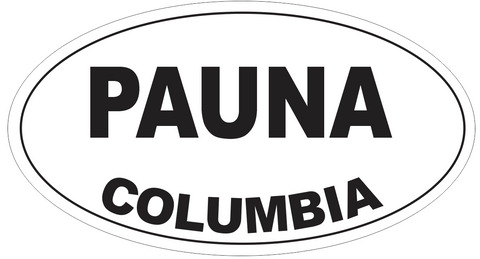 Pauna Columbia Oval Bumper Sticker or Helmet Sticker D4338
