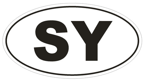 SY Syria Oval Bumper Sticker or Helmet Sticker D2033 Country Code - Winter Park Products