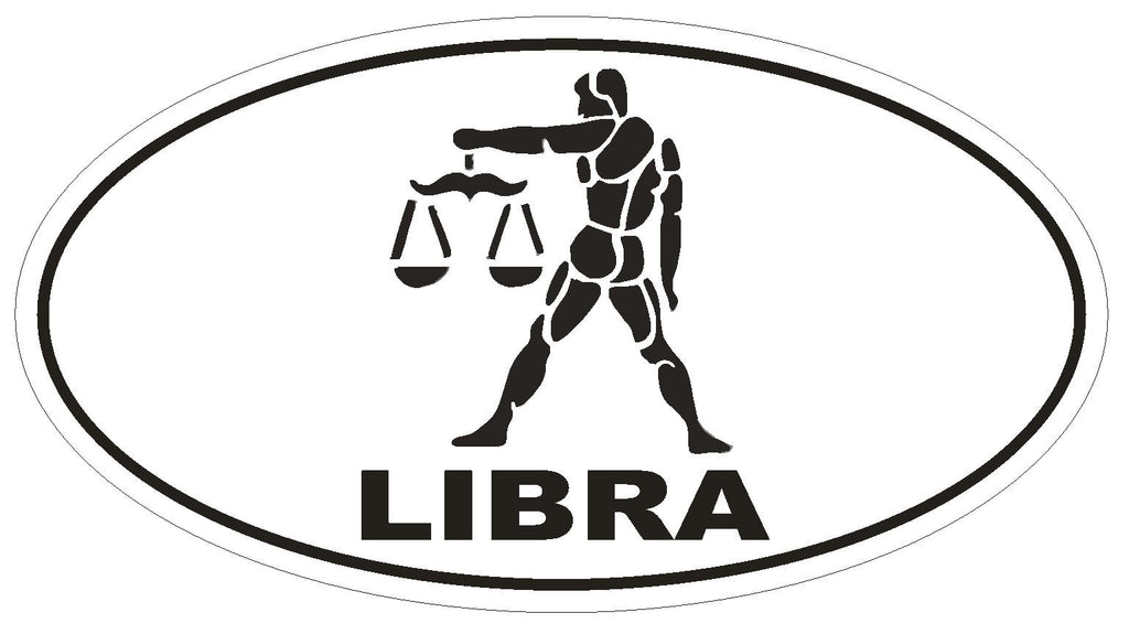 LIBRA Oval Bumper Sticker or Helmet Sticker D1883 Euro Oval Zodiac Horoscope - Winter Park Products